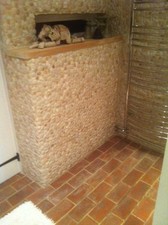 1 m2 White & Tan Pebble Mosaic wall floor tiles for bathroom or wet room