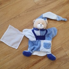 Doudou Et Compagnie Teddy Bear Blue Hand Puppet Comforter Hat Soft Toy Plush 