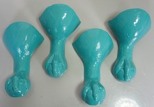 4 x Antique Victorian Cast Iron Ball and Claw Bath Feet . Blue powder coated.