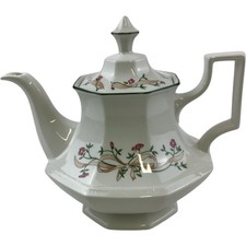 Eternal Beau Vintage English Ceramic Floral Teapot Octagonal Shape