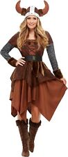 Smiffys 50742L Viking Barbarian Queen Costume, Women, Brown