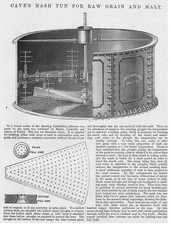 CAVE'S Mash Tun for Raw Grain & Malt Antique Engineering Print 1882