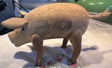 Rustic Hand Crafted Wooden Pig