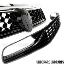 ALL GLOSS BLACK VW POLO 6R 6C GTI HONEYCOMB GRILLES FRONT TOP BUMPER LOWER FOGS
