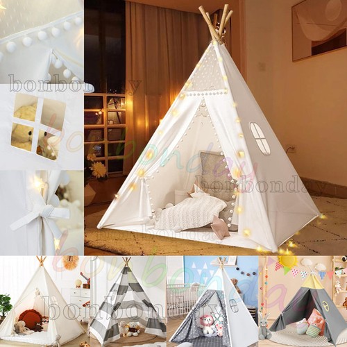 160cm kids teepee canvas tent - canvas,