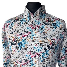 RELCO Shirt Mens 2XL (46") Long Sleeve White with Multicolour Design