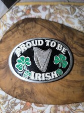 Vintage 1993 #dd144 metal belt buckle proud to be Irish,Great American Buckle Co