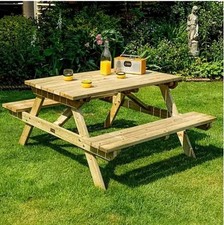 Rowlinson 4ft Picnic Garden Pub Bench Table  120cm Pressure Treated