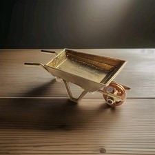 Vintage Miniature Dolls House Outdoor Brass Wheelbarrow Gardening Old Style VGC