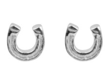 New 925 Solid  Sterling Silver Lucky Horse Shoe   stud earrings