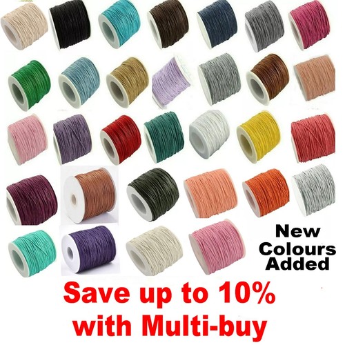 Round waxed cotton cord 1mm - cotton,