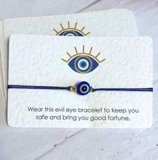 Evil eye bracelet - Protection bracelet - evil eye card - Adjustable Charm