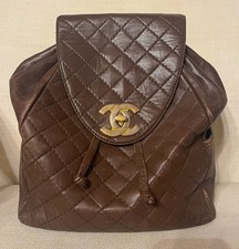 CHANEL Vintage Brown Leather Quilted Backpack