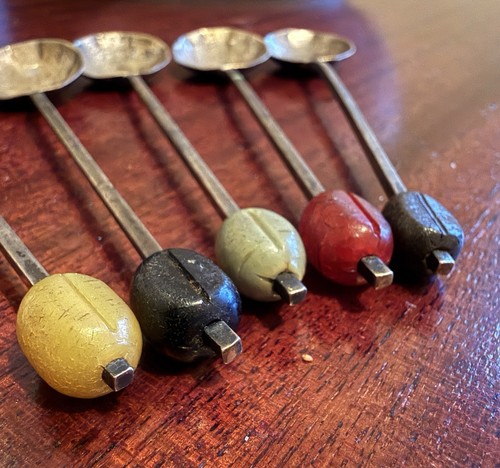 Bakelite bean finials - ap,