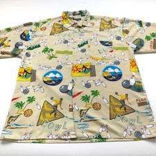 Koman XL Button Bowling Pin SS Casual All Over Print Hawaiian Collared Shirt