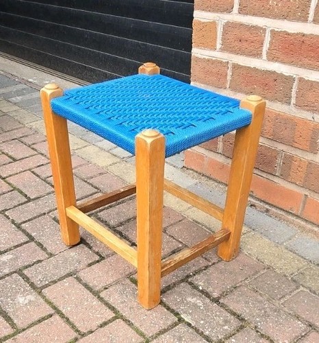 Wood frame stool blue - stool, woven
