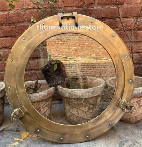Large porthole glass brass - 20",