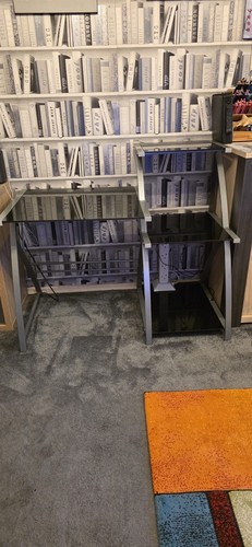 Black glass desk - black,