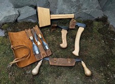 7-Piece Hand-Forged Wood Carving Tool Set | Carbon Steel Kit with Leather Sheath