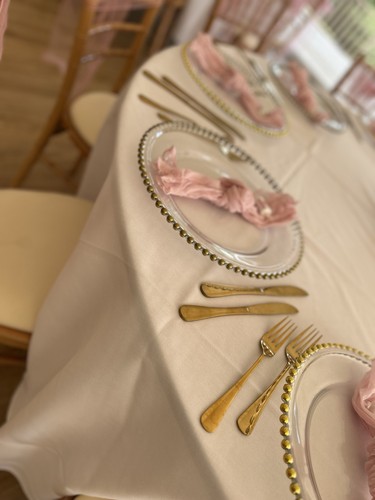 Gold beaded glass charger - glass,