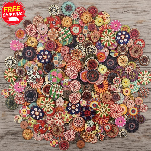 100pcs wooden sewing buttons - wooden,