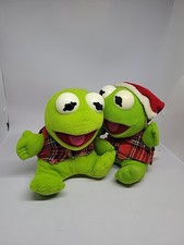 VINTAGE 1987 Christmas Baby Kermit The Frog 7" PLUSH Jim Henson Muppet Plush