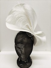 white large straw fascinator millinery burlesque headband wedding hat