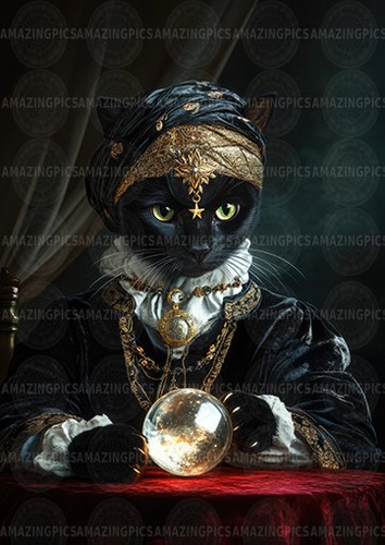 Black cat fortune - teller, in