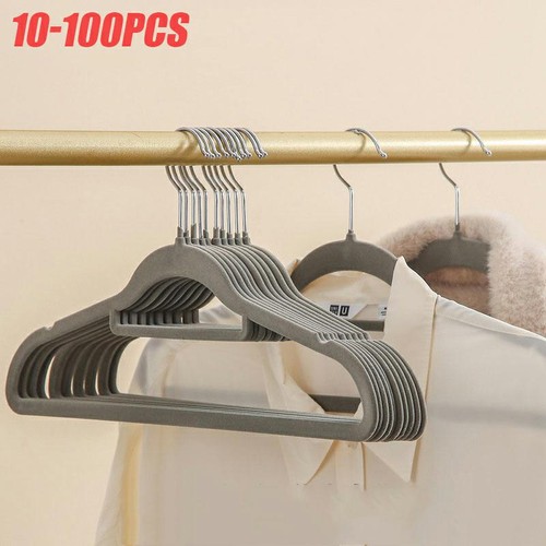 100pcs gray velvet hangers - 10-100pcs,