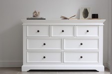 White Chest Of Drawers 3 over 4 Large Dresser. GAINSBOROUGH Chest Of Drawers