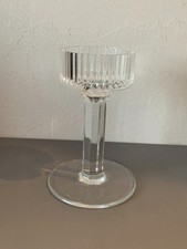 Vintage Solid Glass candle holder with tall stem & ridged edges
