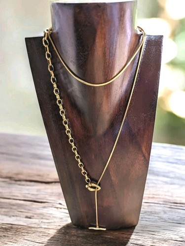 Gold lariat necklace - necklace,,