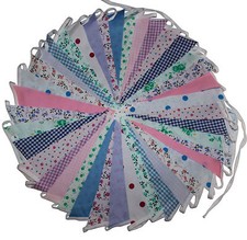 Handmade Fabric Bunting Wedding Vintage Floral Shabby & Chic 30 Flags