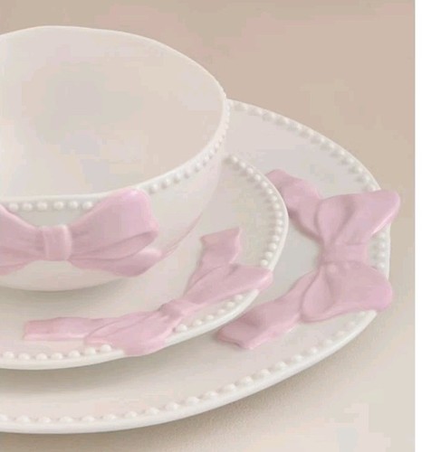 Vintage pink ribbon - pink, dinner