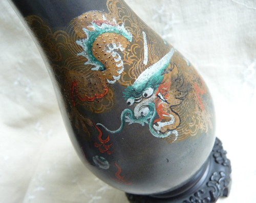 Vintage foochow lacquer vase - lacquer,