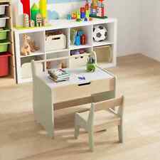 Wooden Toddler Activity Desk and Chair Set w/2 in 1 Detachable Tabletop-Green