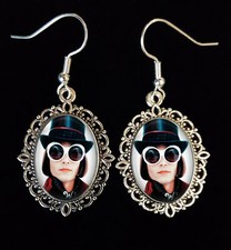 Willy Wonka Johnny Depp  Antique Silver Drop Earrings Charlie Chocolate Factory