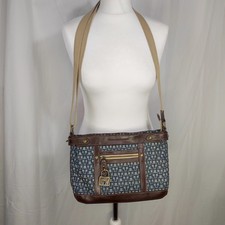 Tommy Hilfiger Vintage Womens Crossbody Bag Monogram Print Leather Trim Lock 