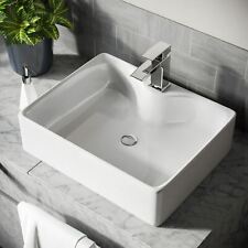 Bathroom Basin Sink White Ceramic Countertop Rectangular Gloss White 485x375mm