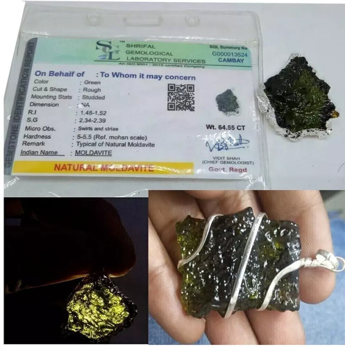 Certified moldavite stone - certified,