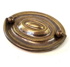 Brass oval plate handle chest drawers antique furniture restoration pull 67mm.