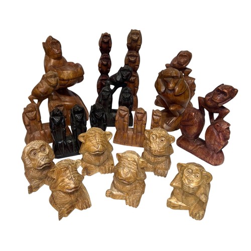 16x wooden three - 16x, monkeys