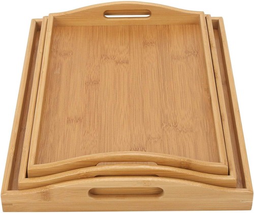 Bamboo serving trays - set, of