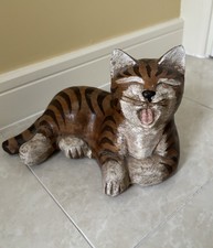 Vintage Hand Carved Wood Tabby