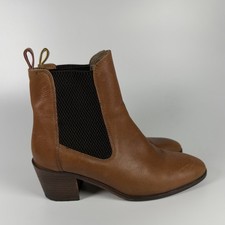 Joules Ladies  Chelsea Boots Tan Brown Leather Heeled UK 3 EU 36 See Condition