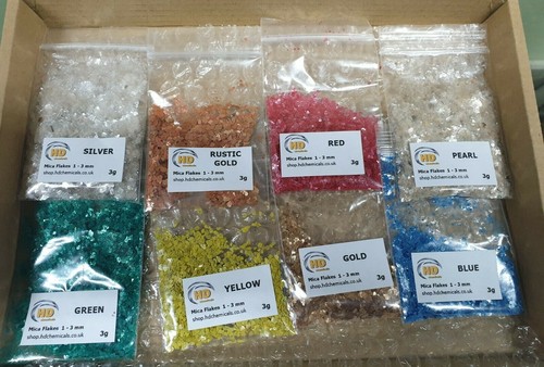 Mica flakes gold - gold, blue