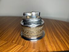 Vintage Rolstar Petrol Table Lighter - Chrome with narrow leaf engraved band