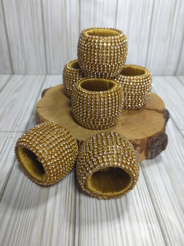 6pc gold rhinestone napkin - rhinestone,