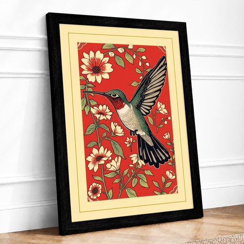 Hummingbird bloom botanical - hummingbird,