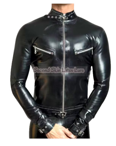 Men black latex - latex, jacket